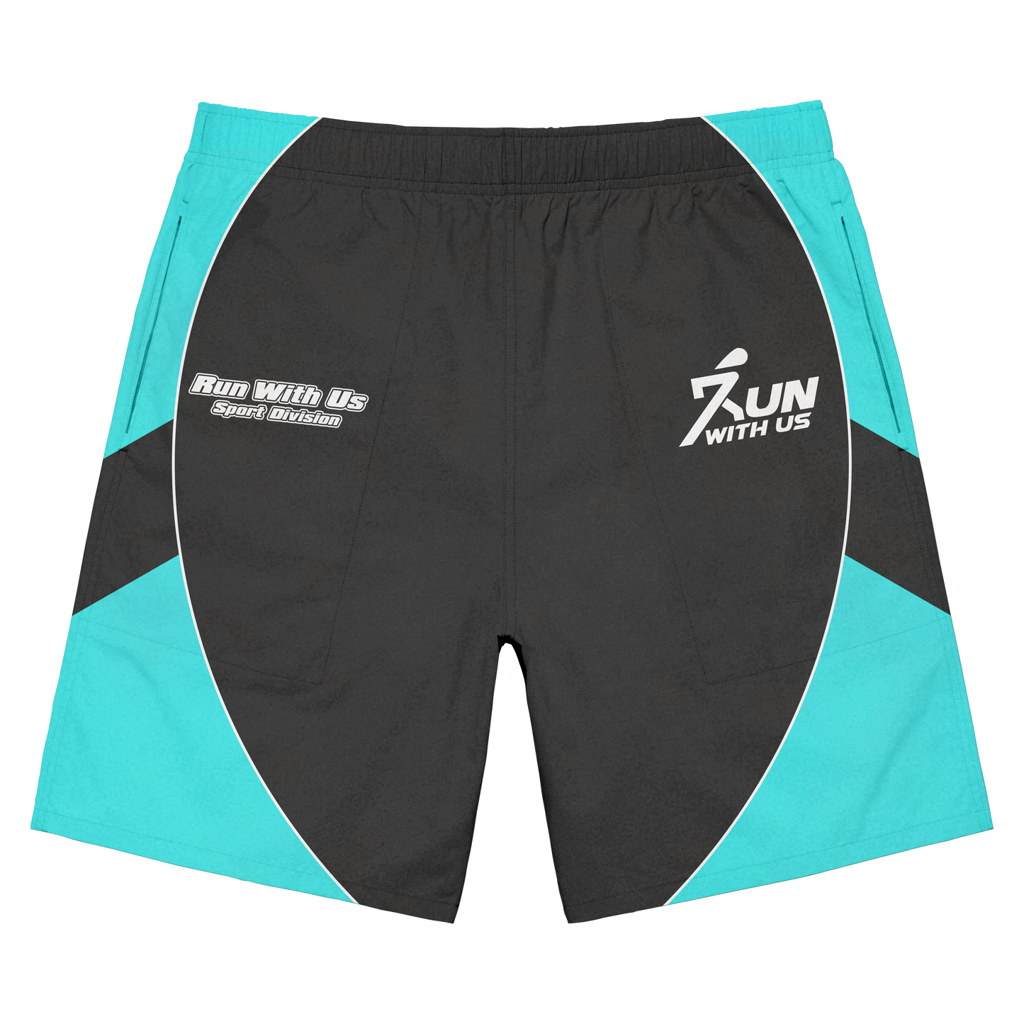 Run with us, windbreaker short set black and blue.
