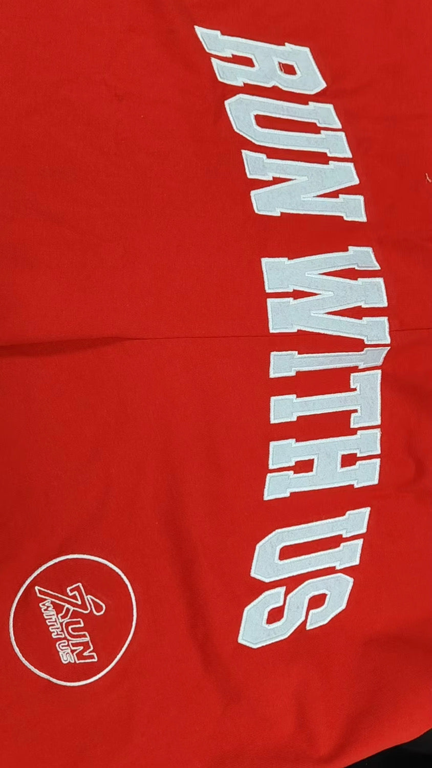 aa Red run with us embroidery shorts