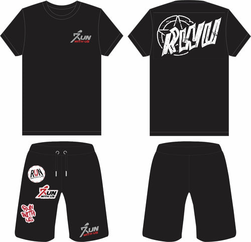 A Run with us black shorts