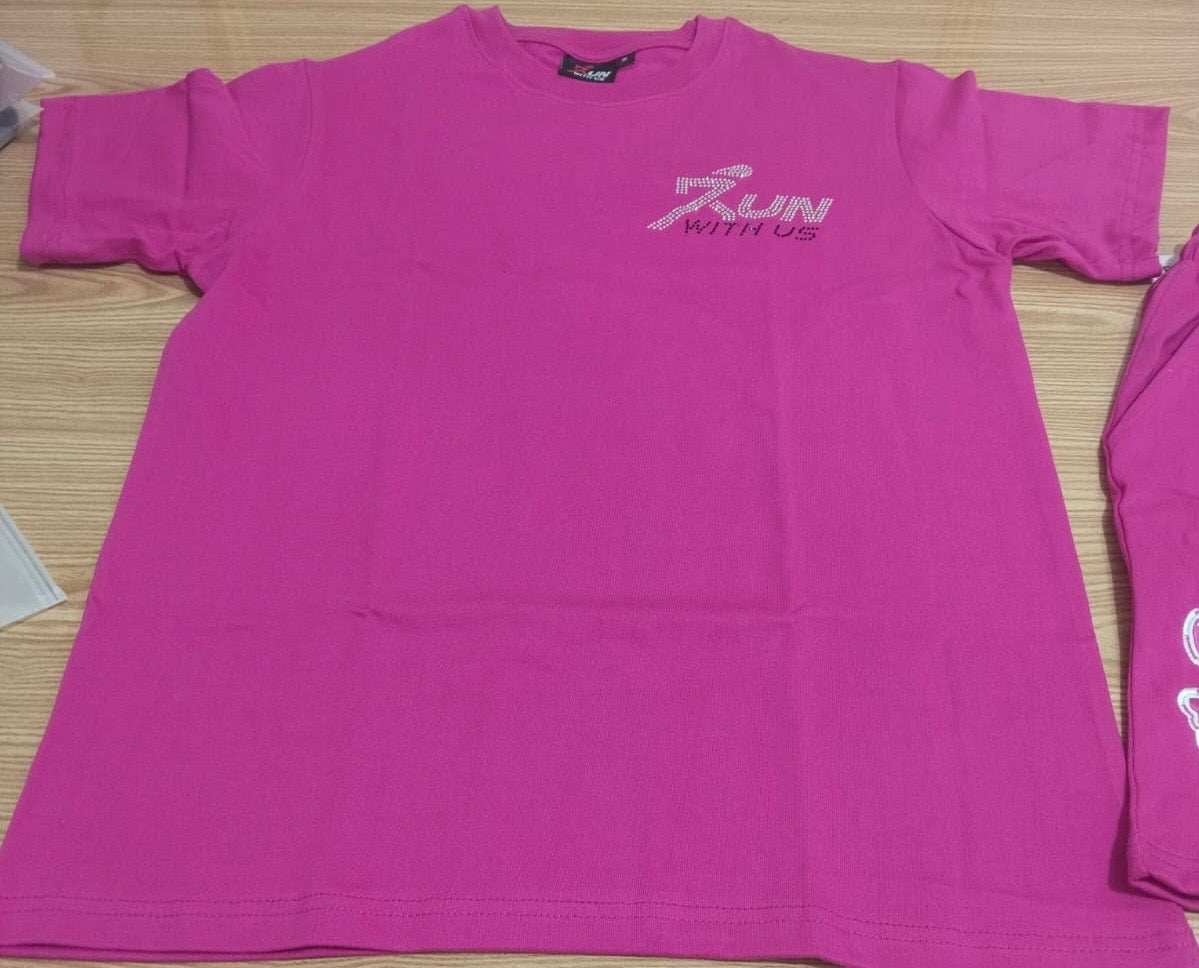 A Run with us pink shirt