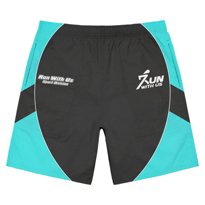 Run with us, windbreaker short set black and blue.