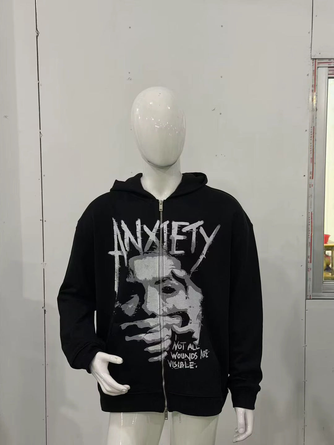 Anxiety black zipper hoodie
