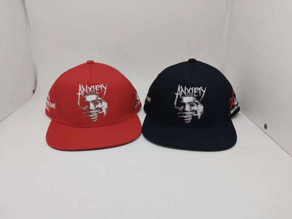 Red Anxiety snap back embroidery