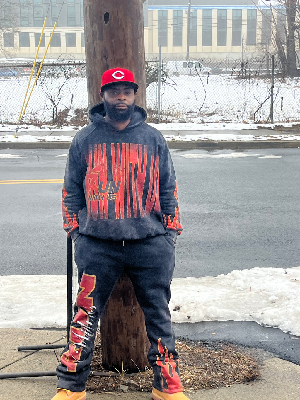 RUN WITH US ACID WASH SWEATSUIT