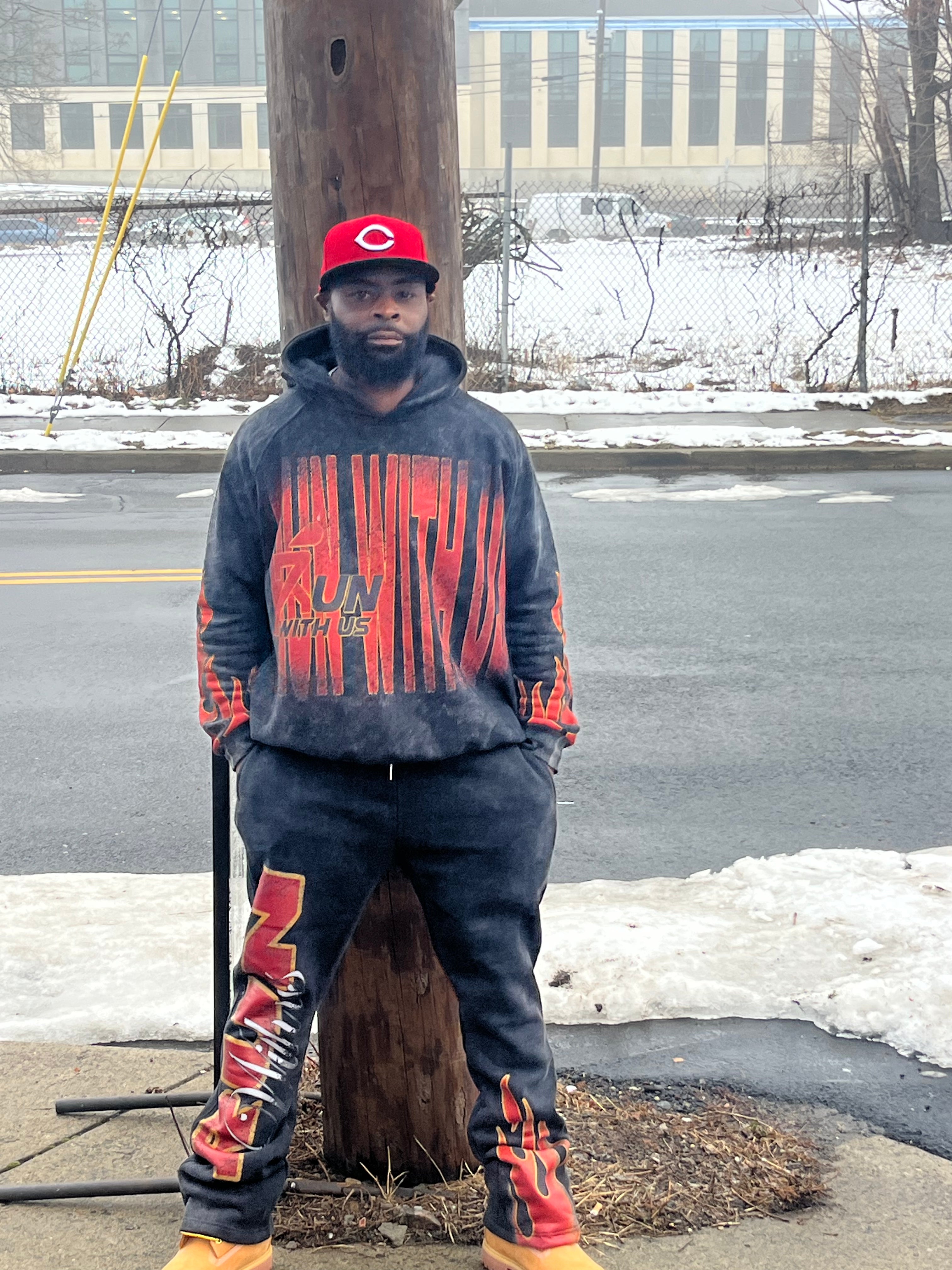 RUN WITH US ACID WASH SWEATSUIT