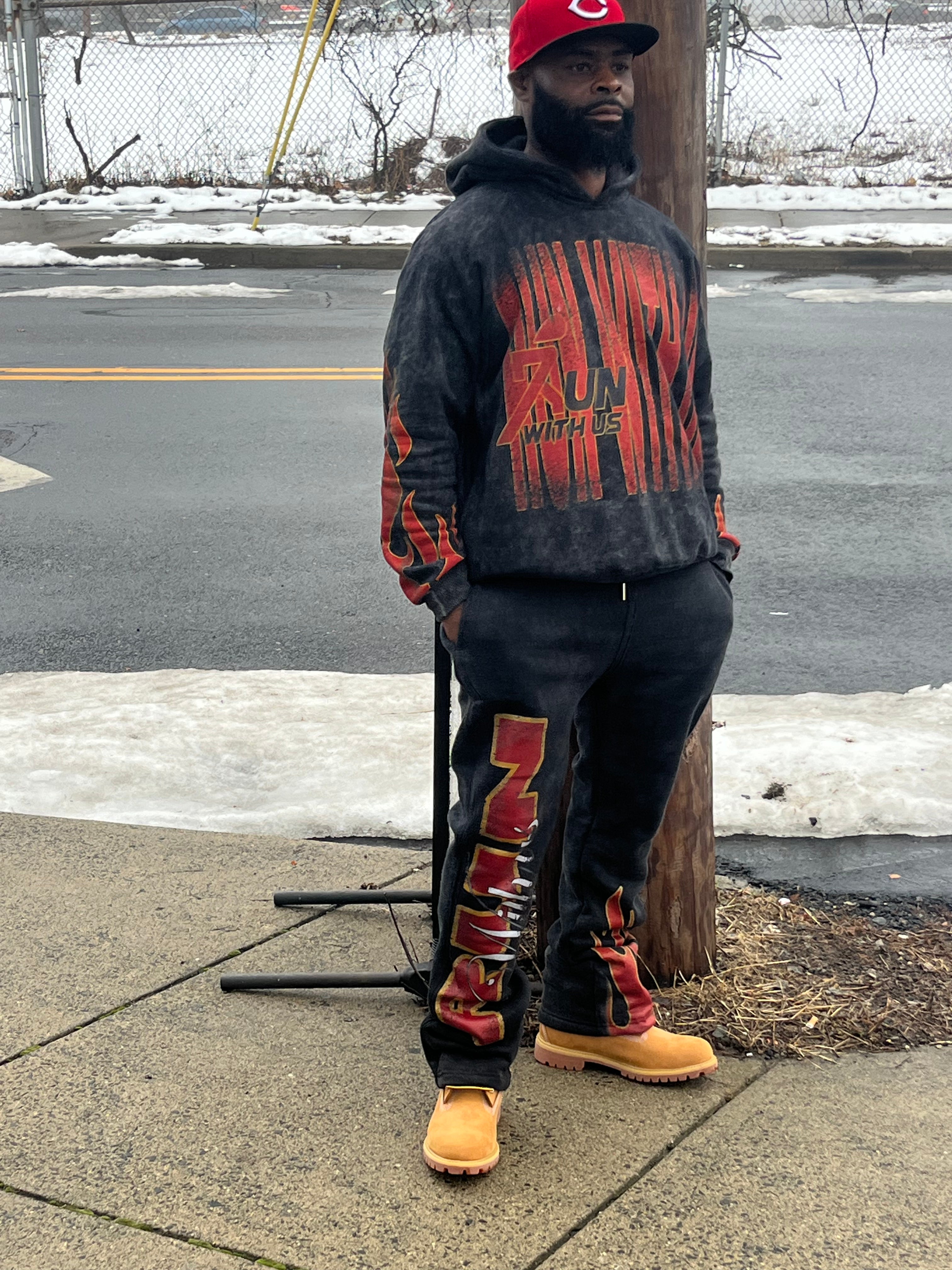 RUN WITH US ACID WASH SWEATSUIT