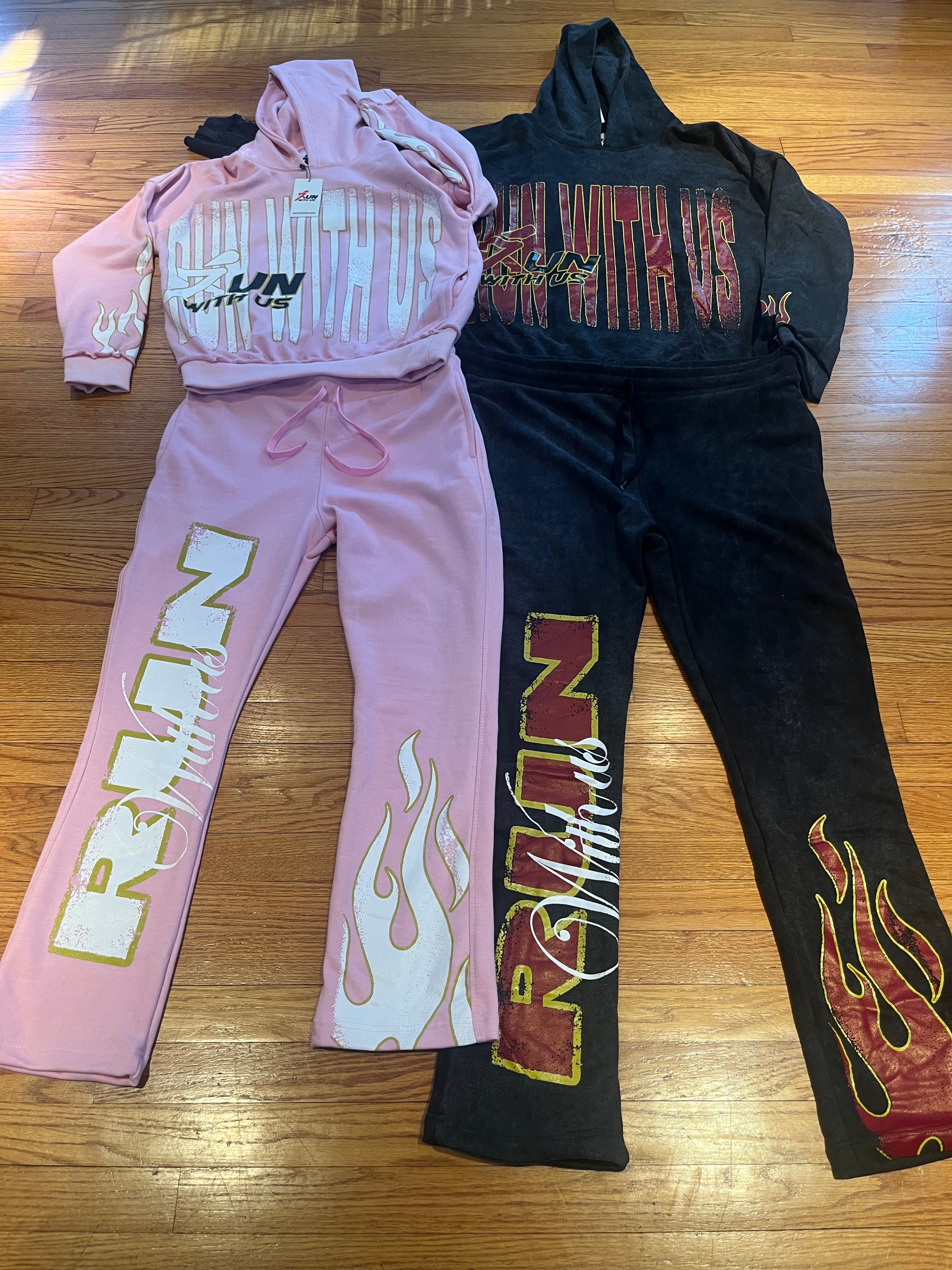 RUN WITH US ACID WASH SWEATSUIT