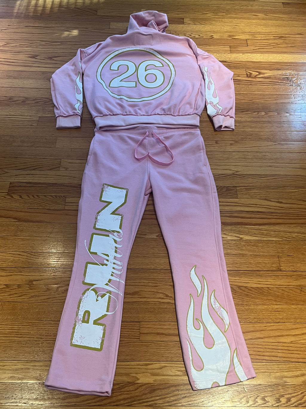 RUN WITH US ACID WASH PINK SWEATSUIT.