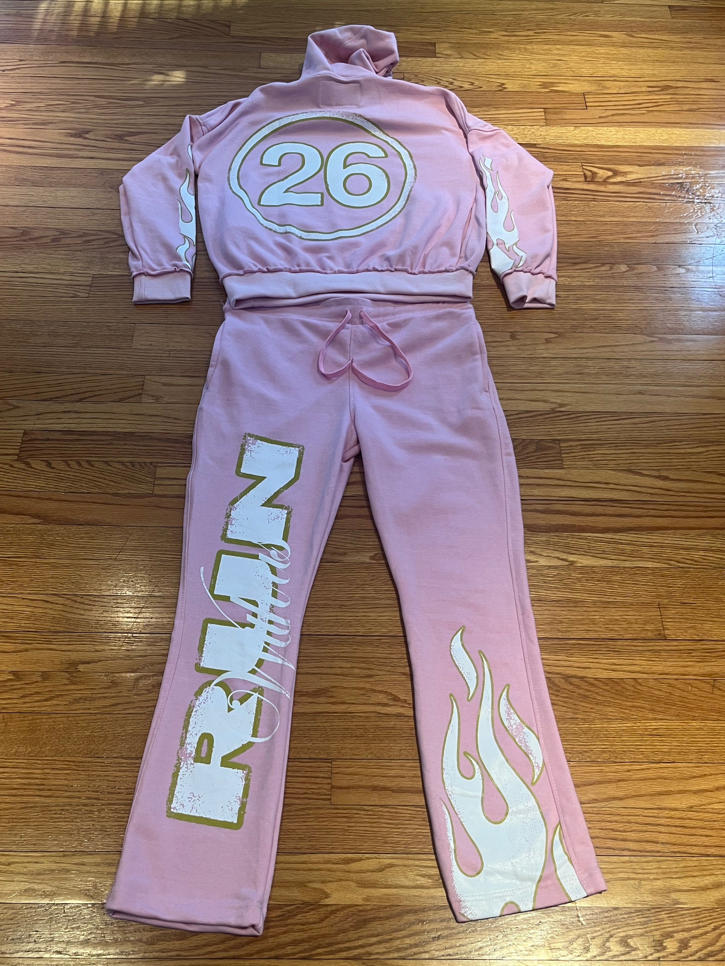 RUN WITH US ACID WASH PINK SWEATSUIT.