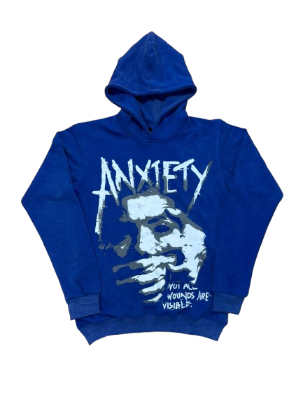 Run with us ANXIETY HOODIE BLUE