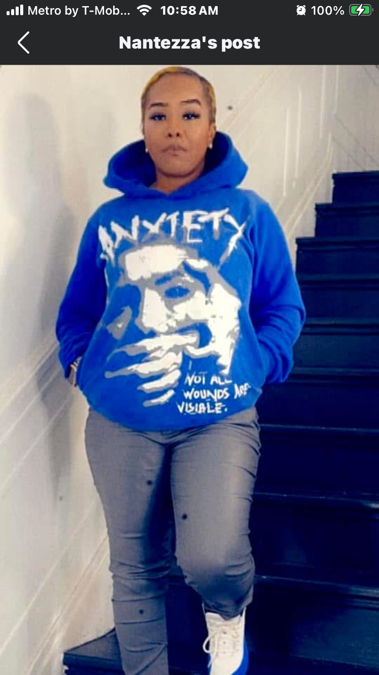 Run with us ANXIETY HOODIE BLUE