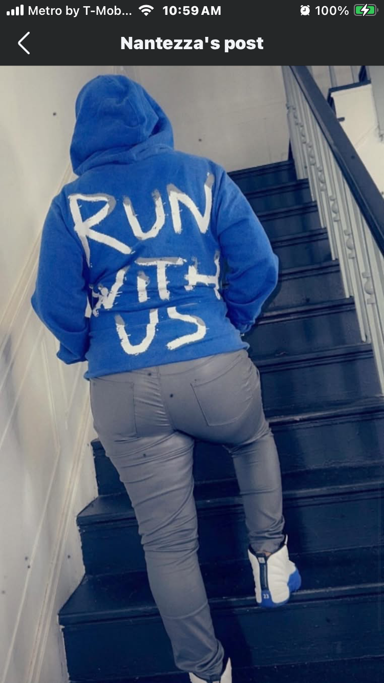 Run with us ANXIETY HOODIE BLUE