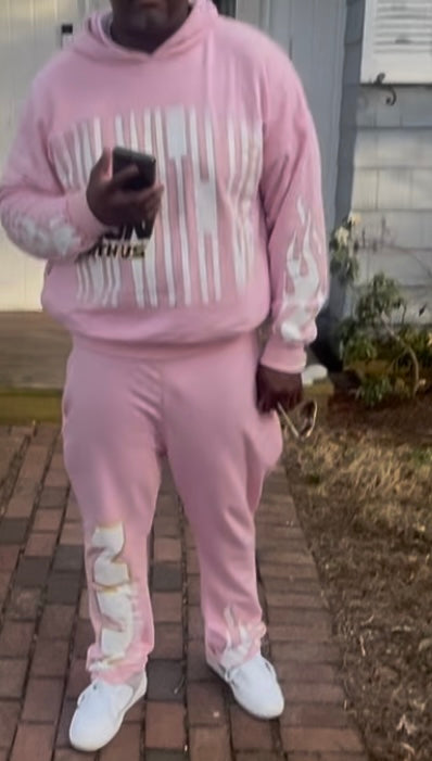 RUN WITH US ACID WASH PINK SWEATSUIT.
