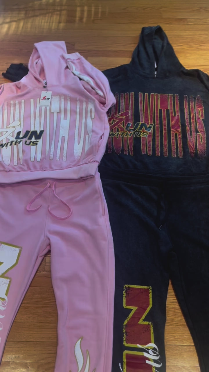 RUN WITH US ACID WASH SWEATSUIT